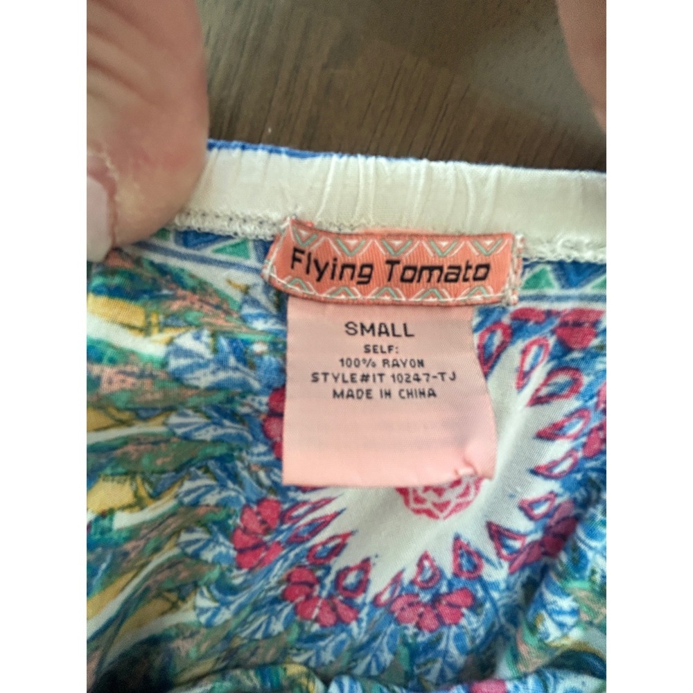 Flying Tomato Womens Boho Off Shoulder Feather Print Rayon Blouse Small IT10247 - Picture 4 of 7